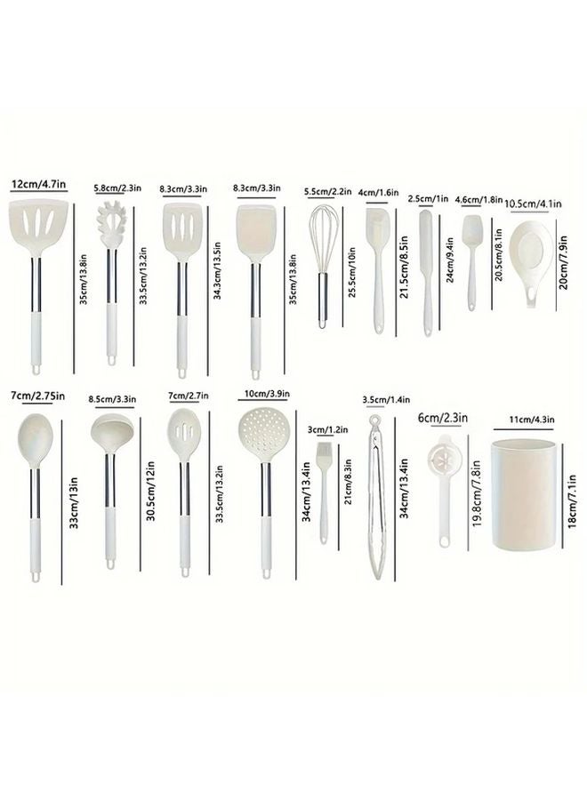 17 Pcs Khaki Silicone Kitchen Utensil Set Heat Resistant Non Stick Dishwasher Safe - Image 3